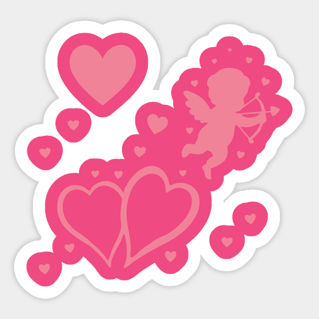 Cupid and Hearts Valentine’s Day Design – Romantic Love Gift Art Sticker by DonWillisJrArt